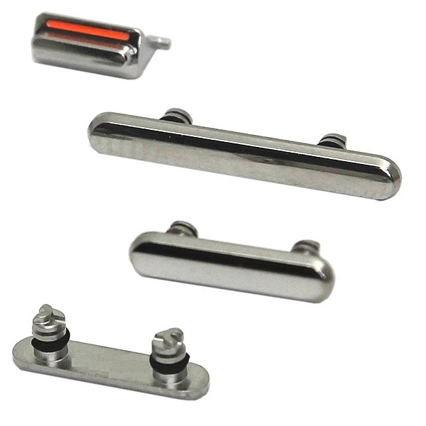 Apple iPhone XS , XS Max - Replacement Power Volume Mute Buttons With Seals - Silver
