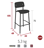 Studie Oak Bar Chair H75