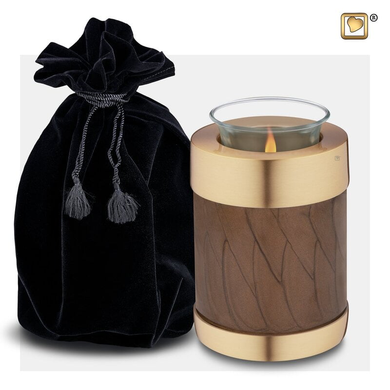 Urn Met Waxinelichtje Bruin Gemarmerd