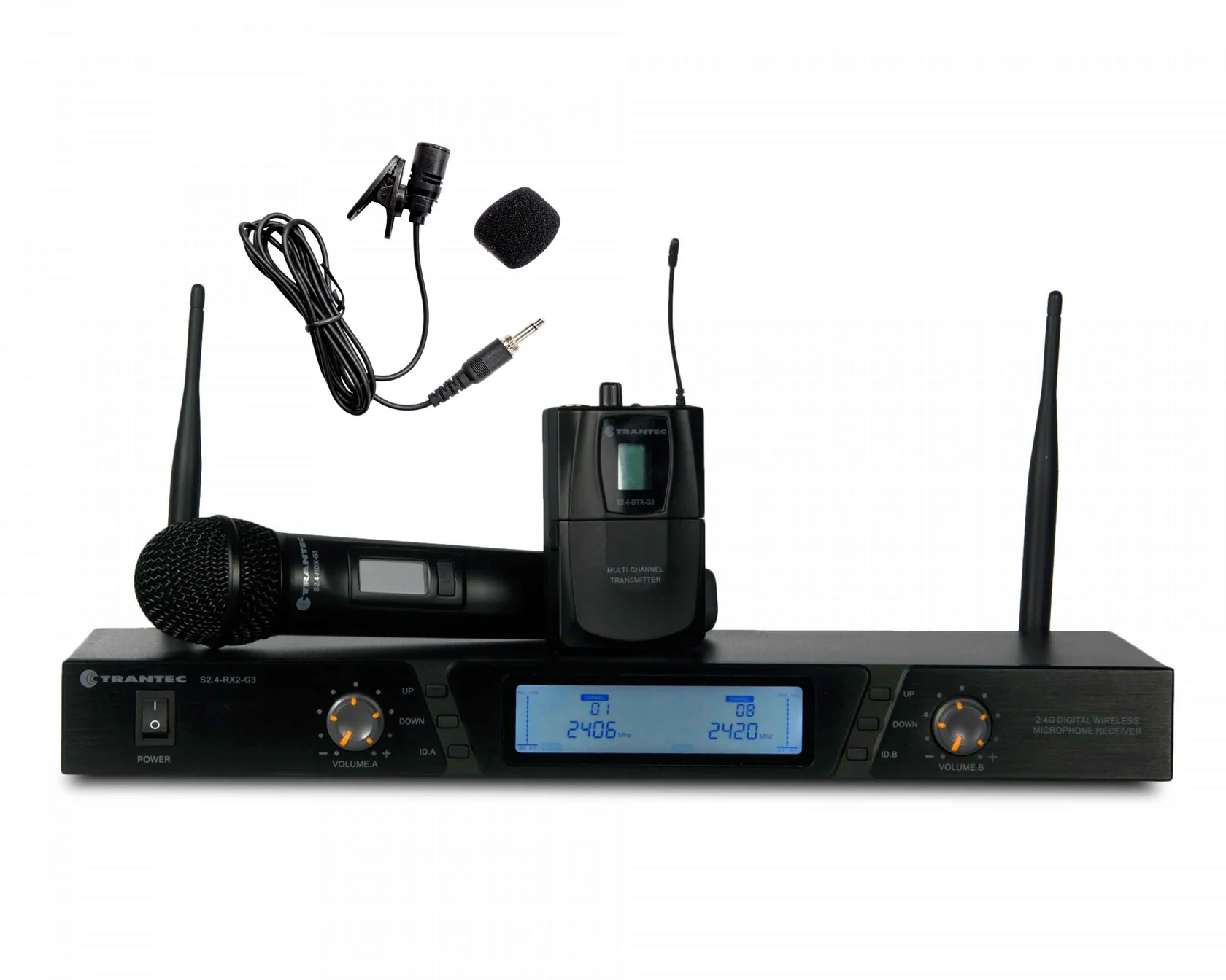 Trantec Dual Receiver System with 1 Beltpack & 1 Handheld Transmitter