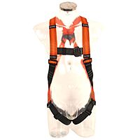 Skypro veiligheidsharnas met 1 bevestigingspunt en snelsluiting – zwart/oranje