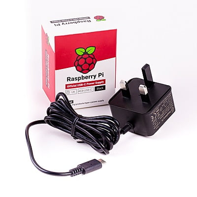 Raspberry Pi USB-C Power Supply - UK (Black) Raspberry Pi USB-C Power Supply - UK (Black)