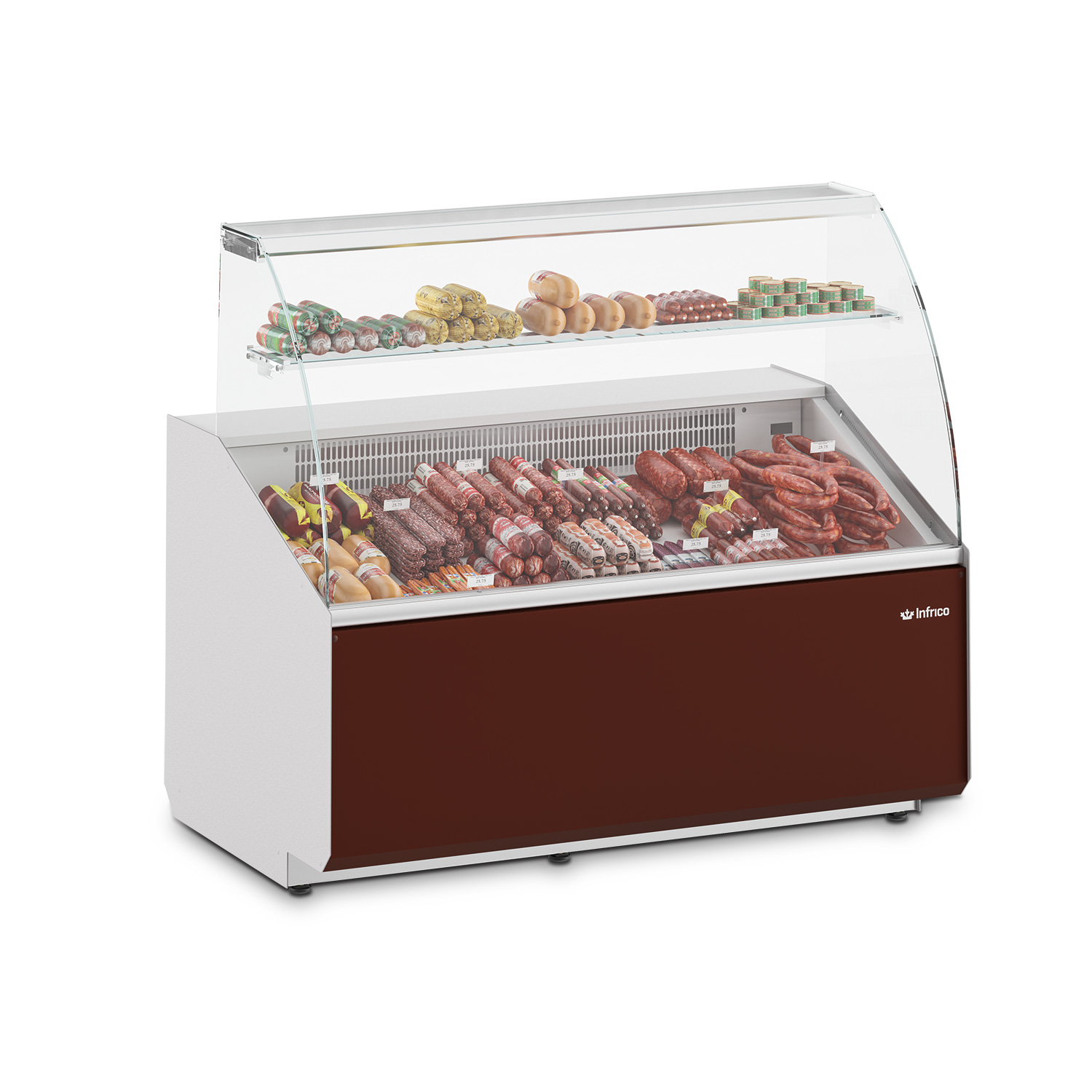 Vitrina expositora estática. Serie VJU 1568mm cristal curvo