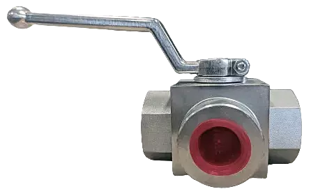 3 Way L Port Hydraulic Ball Valve BSPP Female