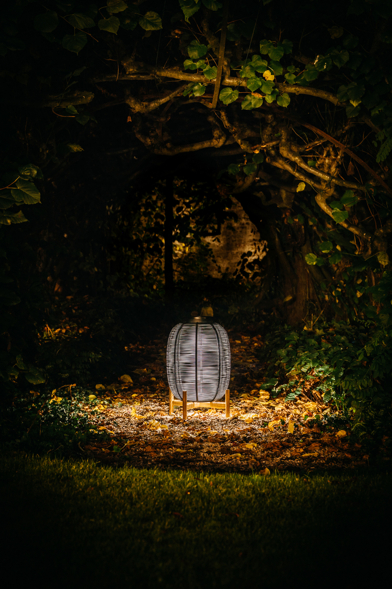 Tika Solar Lantern Teak Base Tika Solar Lantern Teak Base