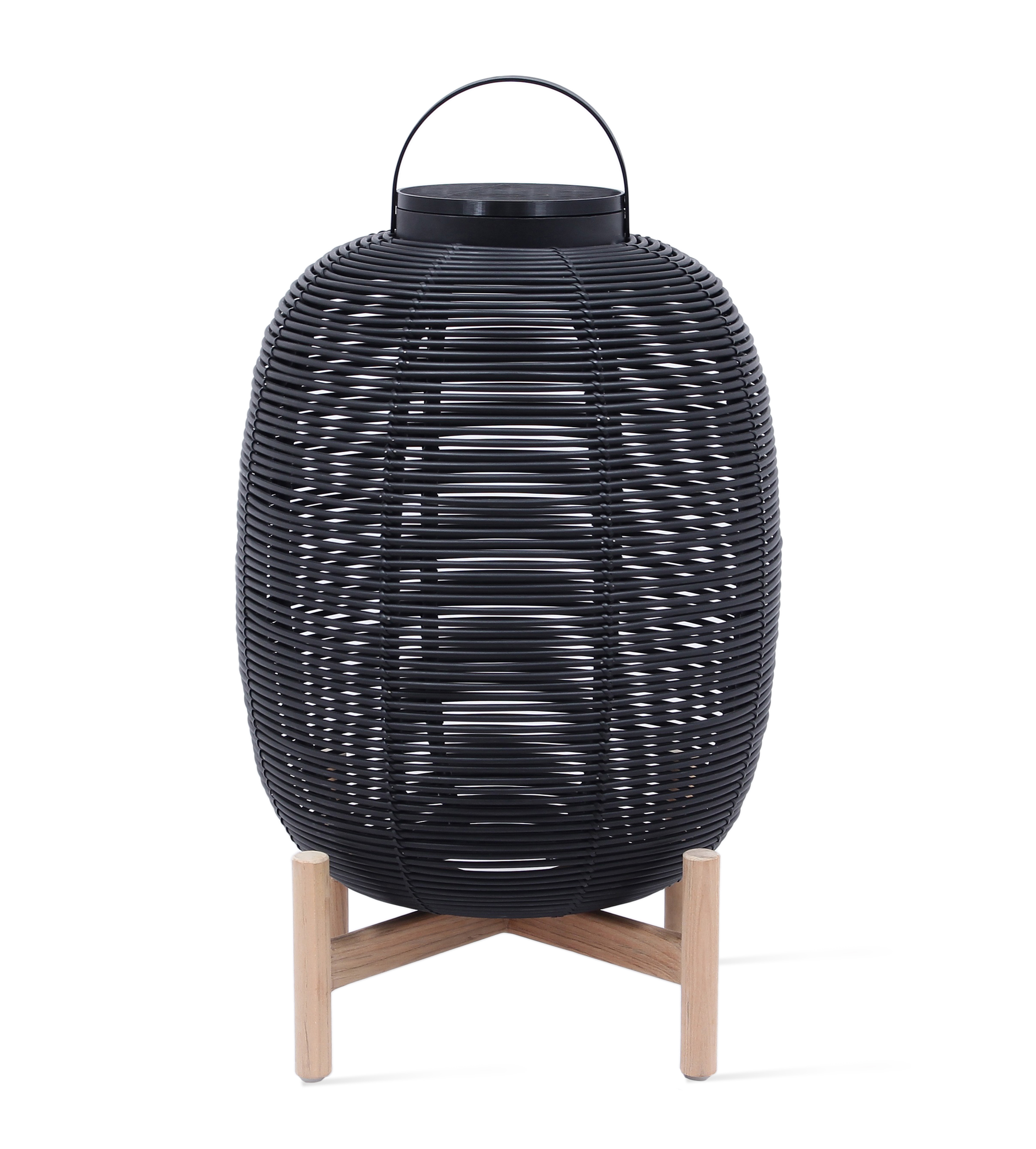 Tika Solar Lantern Teak Base Tika Solar Lantern Teak Base