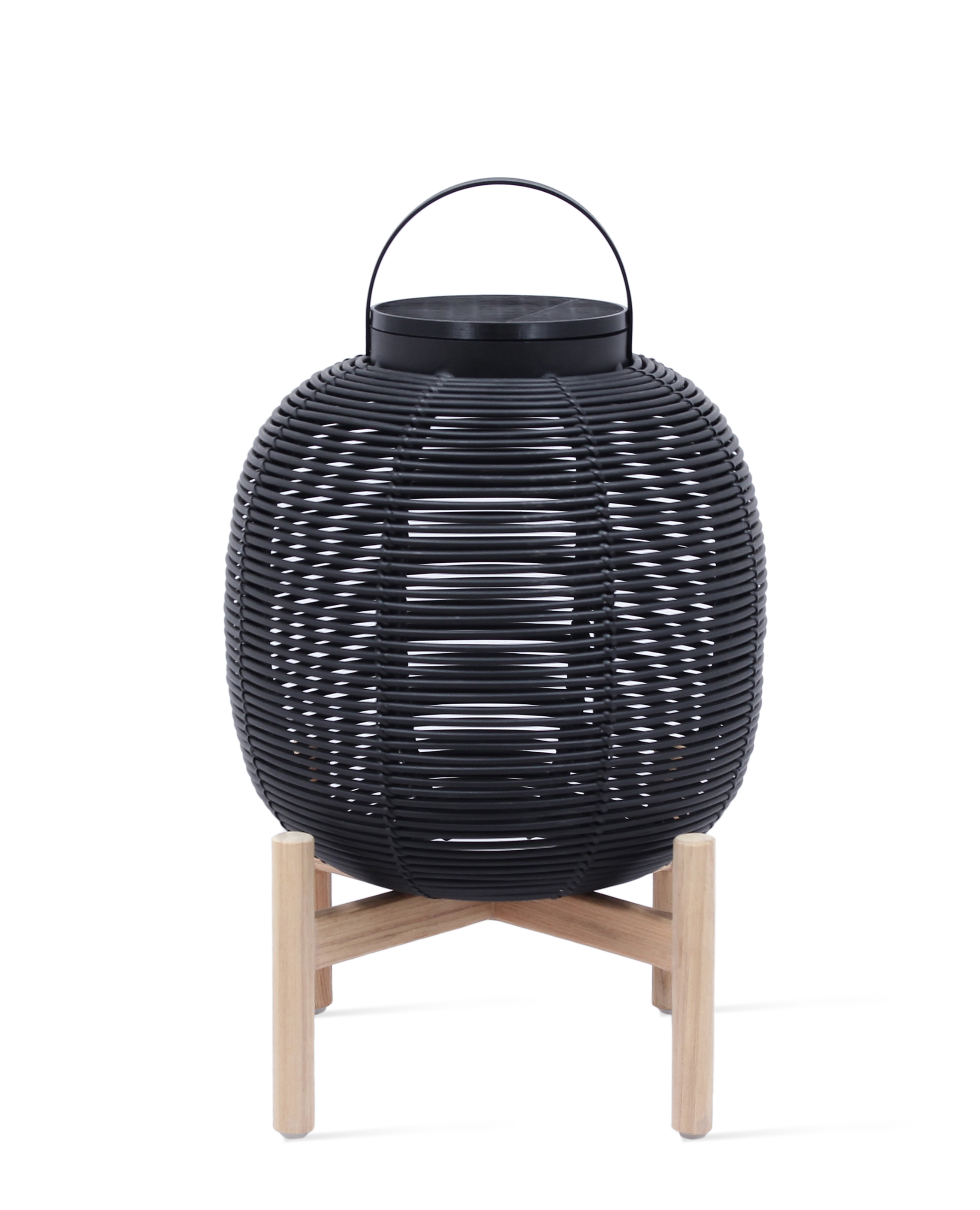 Tika Solar Lantern Teak Base Small Tika Solar Lantern Teak Base Small