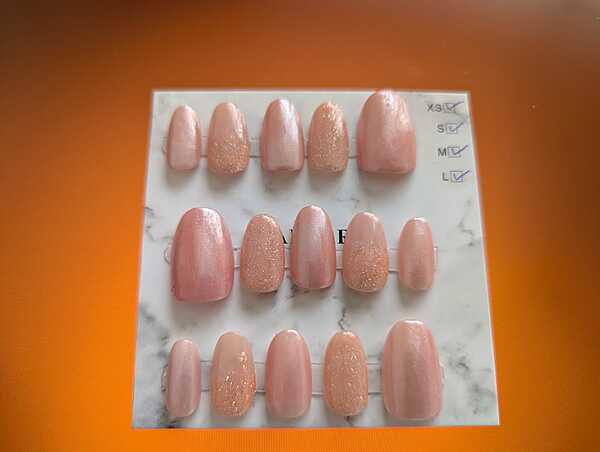 soft pink with chrome and glitter shade