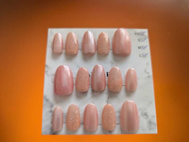 soft pink with chrome and glitter shade