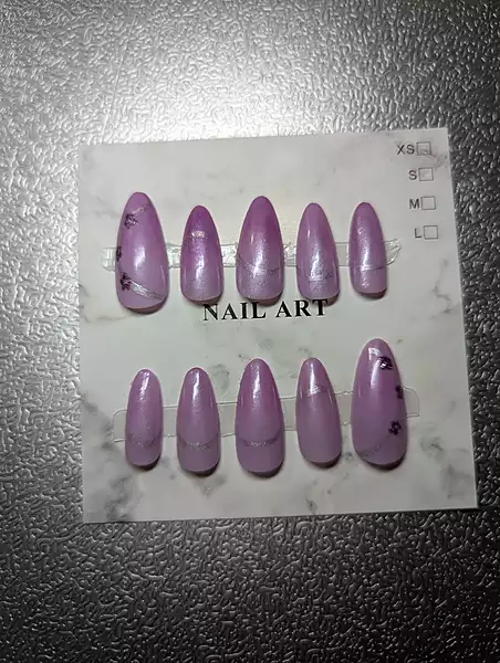 Purple Flower with Silver Floral Curve Touch