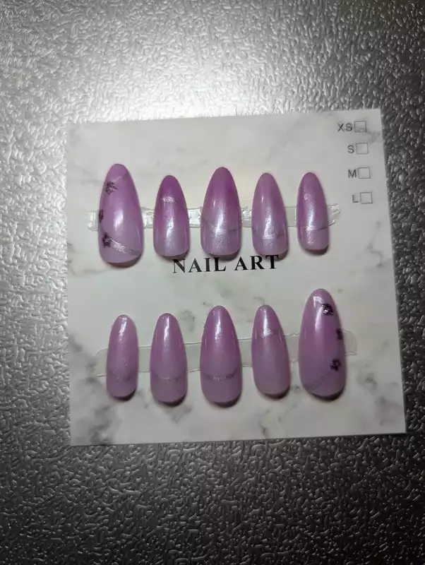 Purple Flower with Silver Floral Curve Touch