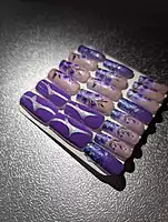 Dark Purple with Silver Curve & Floral Design