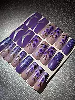 Dark Purple with Silver Curve & Floral Design