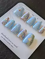 Sky Blue Marble with Silver Glitter & Wave