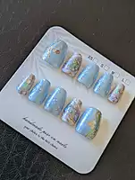 Sky Blue Marble with Silver Glitter & Wave