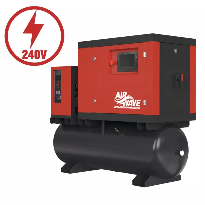 MICRO-SPEED MTD Series Receiver Mounted Variable Speed Screw Air Compressor with Integrated Dryer – 4kW to 5.5kW, 200L