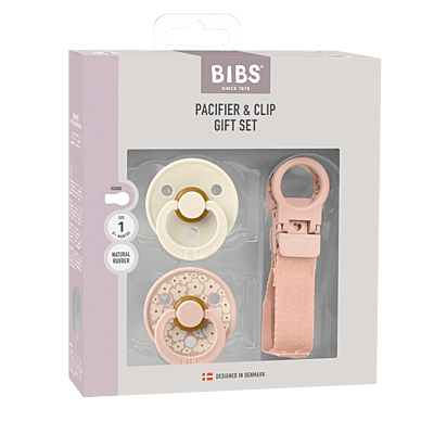 Bibs Colour Pacifier & Loop Clip Gift Set Latex Size 1 Blush