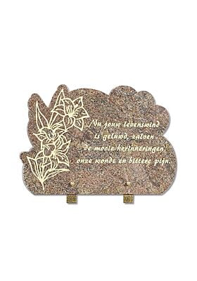 Granieten gedenkplaatje met bloemen Granieten gedenkplaatje met bloemen