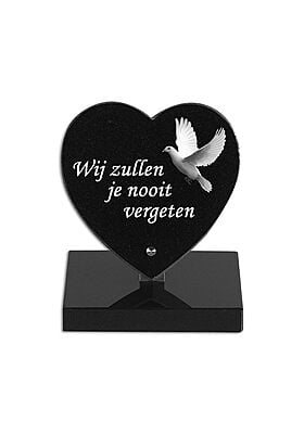 Granieten gedenksteentje in de vorm van een hartje Granieten gedenksteentje in de vorm van een hartje