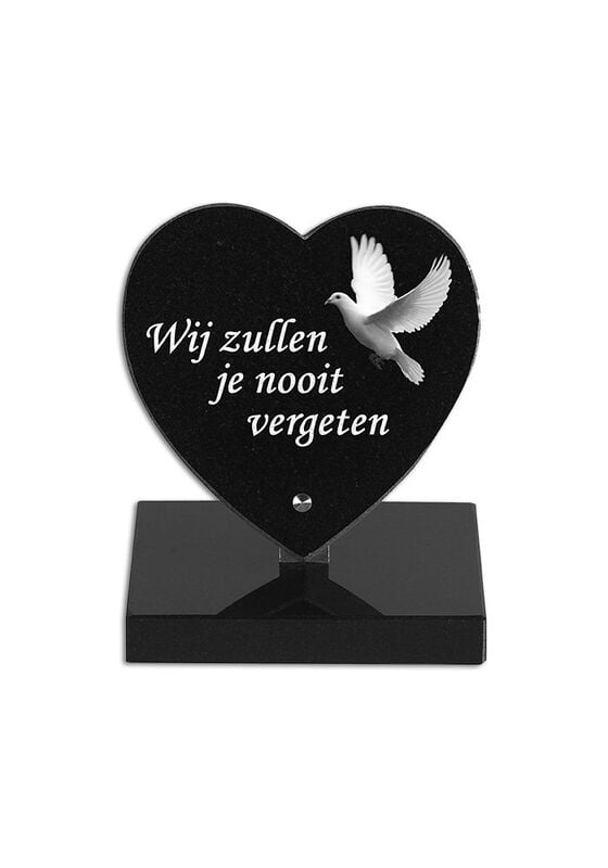 Granieten gedenksteentje in de vorm van een hartje Granieten gedenksteentje in de vorm van een hartje