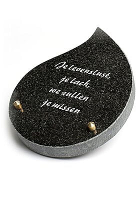 Granieten traan met tekst Granieten traan met tekst