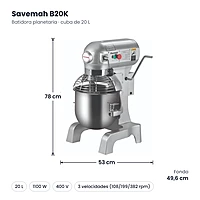 Medidas Savemah B20K: 53 x 49.6 x 78 cm
