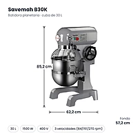 Medidas Savemah B30K: 62.2 x 57.2 x 85.2 cm