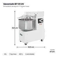 Amasadora de espiral 20 L dos velocidades Savemah IBT 20 2V