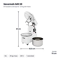 Amasadora de espiral 32 L cabezal abatible Savemah IMR 30 – medidas