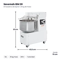 Amasadora de espiral 32 L Savemah IBM 30 – medidas
