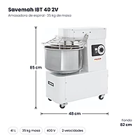 Amasadora de espiral 41 L dos velocidades Savemah IBT 40 2V – medidas