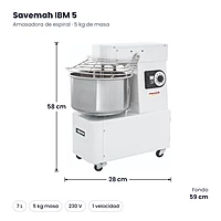 Amasadora de espiral 7 L Savemah IBM 5 – medidas