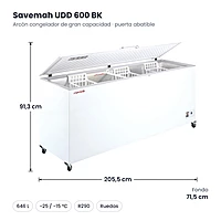 Medidas Savemah UDD 600 BK: 205.5 x 71.5 x 91.3 cm
