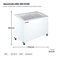 Medidas Savemah UDD 400 SCEB: 129.8 x 61.5 x 94.9 cm