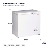Medidas Savemah ARCA 130 ALU: 54 x 65 x 85 cm