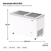 Medidas Savemah ARCA 8SG: 162.5 x 62.5 x 83 cm