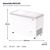 Medidas Savemah ARCA 8S: 162.5 x 62.5 x 83 cm