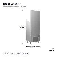 Armario de congelación 1 puerta 500 L Infrico IAN 501 N – medidas