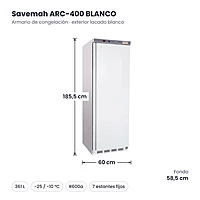 Medidas Savemah ARC-400 BLANCO: 60 x 58.5 x 185.5 cm