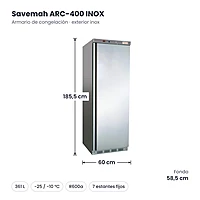 Medidas Savemah ARC-400 INOX: 60 x 58.5 x 185.5 cm
