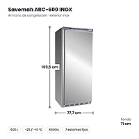Medidas Savemah ARC-600 INOX: 77.7 x 71 x 189.5 cm