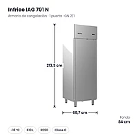 Armario de congelación GN 2/1 1 puerta 610 L Infrico IAG 701 N – medidas