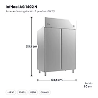 Armario de congelación GN 2/1 2 puertas 1.340 L Infrico IAG 1402 N – medidas