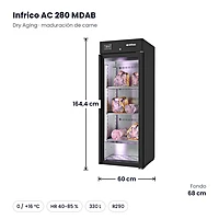 Armario de maduración de carne Dry Aging 330 L Infrico AC 280 MDAB – medidas