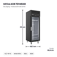 Armario de maduración de carne Dry Aging 560 L Infrico AGB 701 MDAB – medidas