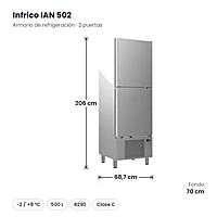 Armario de refrigeración 2 puertas 500 L Infrico IAN 502 – medidas