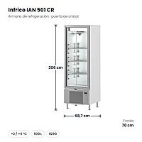 Armario de refrigeración con puerta de cristal 500 L Infrico IAN 501 CR – medidas