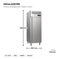 Armario de refrigeración GN 2/1 1 puerta 505 L Infrico AGB 651 – medidas