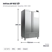 Armario de refrigeración para pescado 2 puertas 895 L Infrico AP 902 T/F – medidas