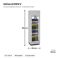 Armario expositor de vino VITRA V 4 caras de cristal Infrico LO 8514 V – medidas
